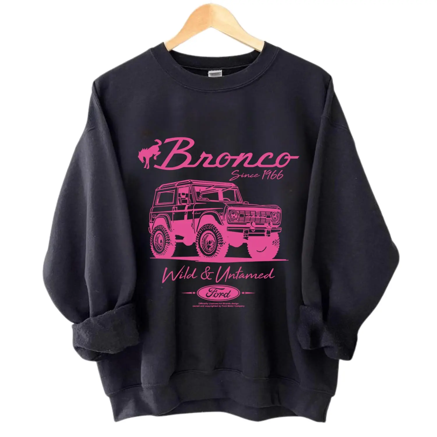 Vintage Ford Bronco Girl Pink Logo Sweatshirt, Ford Sweatshirt, Gift For Car Lovers, For Men, Racing Shirt, Vintage Graphic Crewneck, Gift For Men For Women