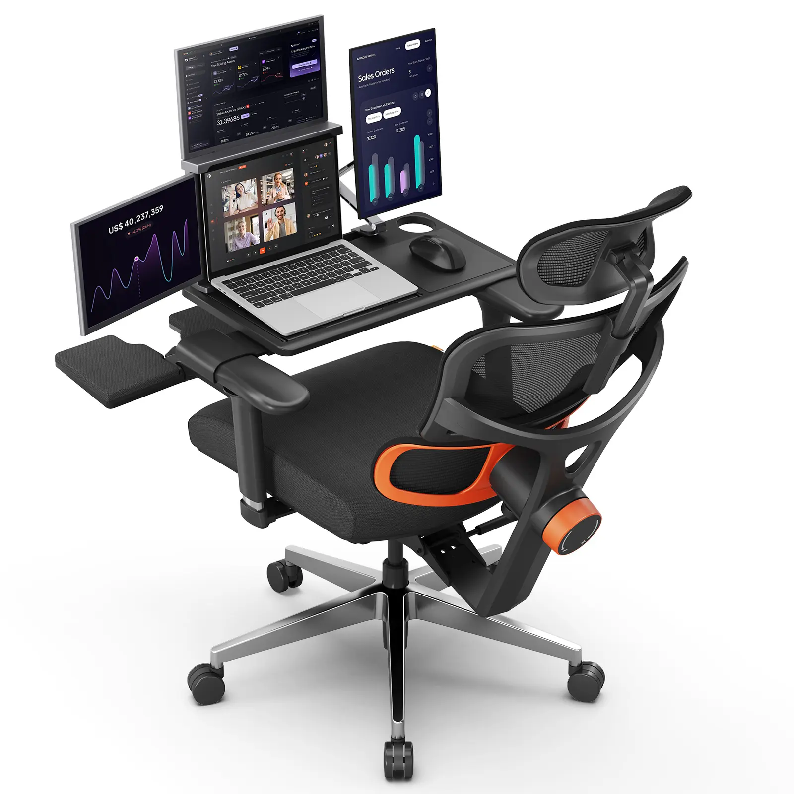 Newtral NT002 Ergonomic Office Chair with Laptop Table, Adaptive Lumbar, 136° Recline & 4D Armrests, Adjustable Headrest (Supreme, Black, NT002))