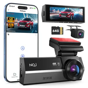 NQJ Dash Cam Front Rear 4K/2.5K Full HD with 64GB Card Built-in Wi-Fi GPS 3.2” IPS Screen Night Vision 170° Wide Angle 120° Rear WDR 24H Parking Mode F7NP outdoorfun