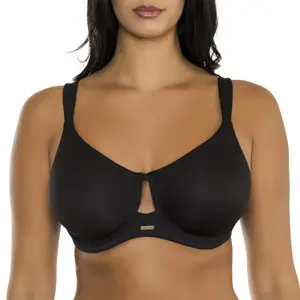 PARFAIT Lady's Essential Feminine Chic Minimalist Emily Full Busted Seamless, Unlined, Non-Padded, Wired T-shirt Bra - Black