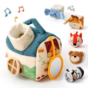 Baby Toys 6 -12 Months - Jungle Soft Stuffed Animal Set with Rattle, Crinkle Paper, Squeaker, Mirror - Toddlers Sensory Montessori Toy for 6 Month Old Babies, 1-3 Year Old Boy Girl Gifts Mothers Day Gift Summervibes