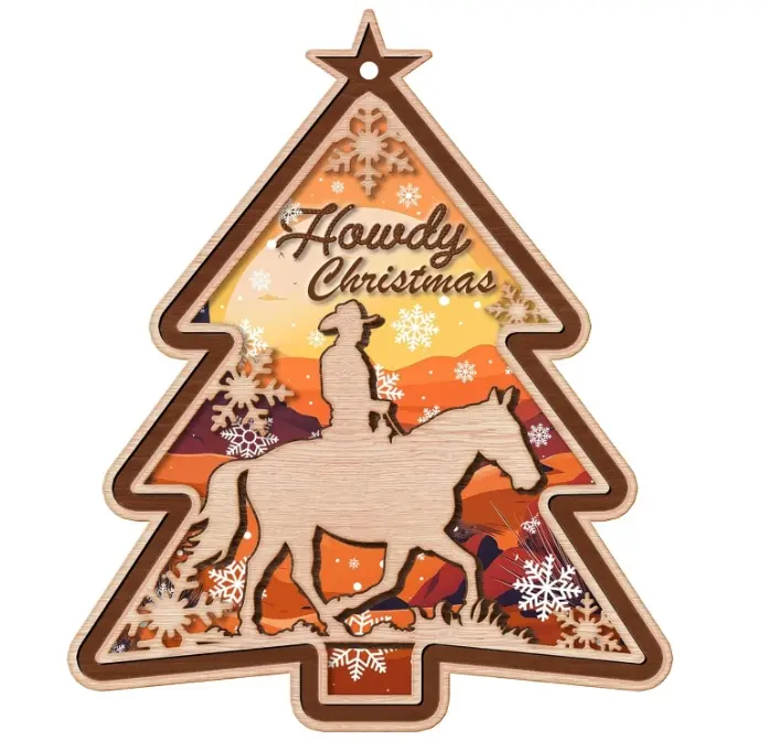 Cowboy Christmas Ornament, Cowboy for Rodeo and Western Fans, Cowgirl Farm Hat Wild Boot Horse Cactus Ornaments for Xmas Tree Decoration