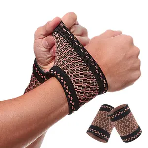 Copper Wrist Compression Brace (2Pcs), Elastic Wrist Support Sleeve Wrist Braces For Tendonitis, Arthritis, Carpal Tunnel Pain Relief, Soft Wrist Wrap Wristbands For Sport, Fitness, Workout, Typing