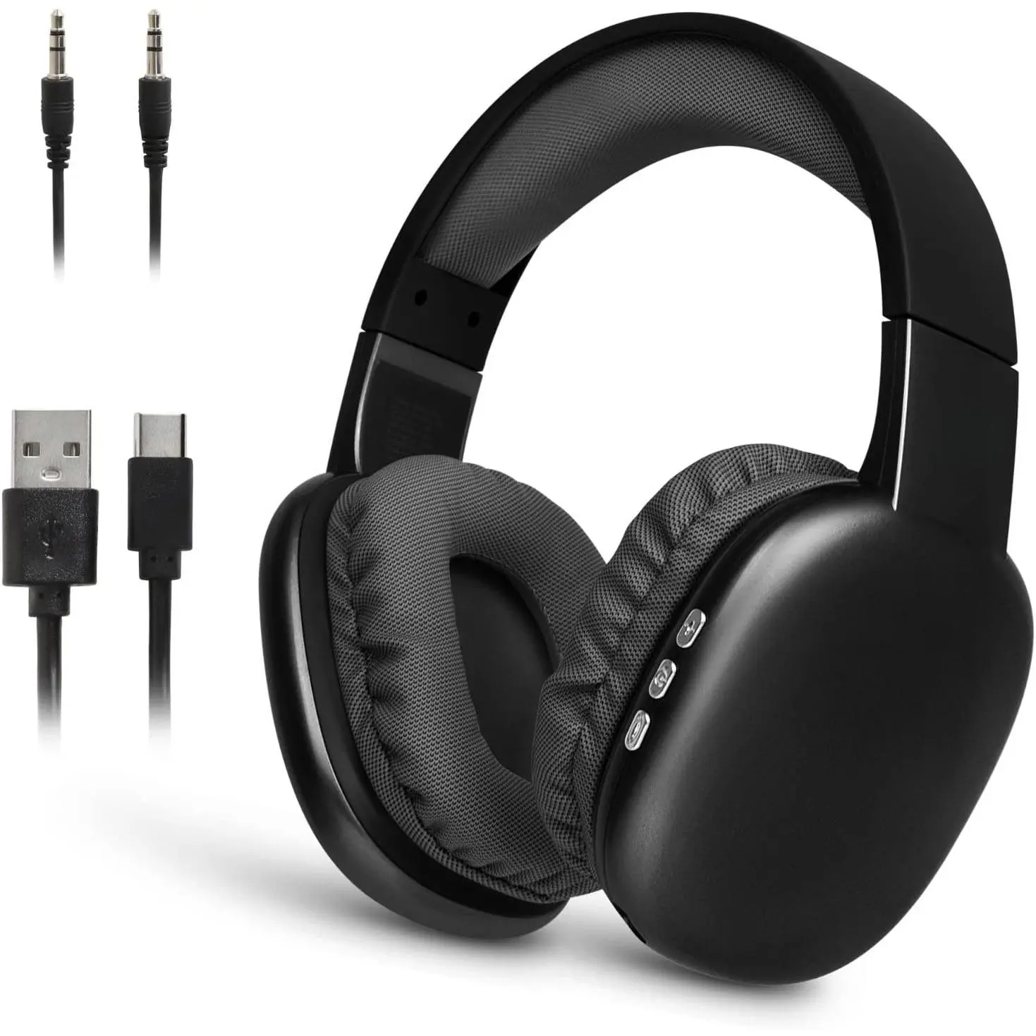 Ultra Wireless Headphones with Microphone- Rechargeable Over Ear Wireless Bluetooth Headphones with 10Hr Playtime, SD Slot, Backup Wire- Soft Cushion Wireless Headset with Mic (Black)