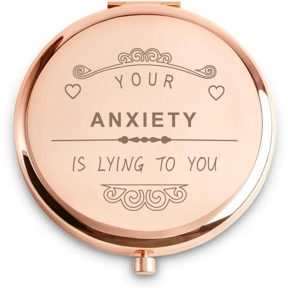 Inspirational Gifts for Women, Personalized Mothers Day Birthday Graduation Friendship Gifts,  Engraved Compact Mirror Encouragement  Idea for Her  Friend Female, Rose
