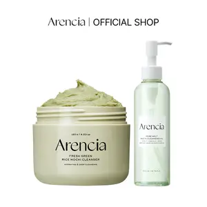 [Arencia Official] Pore Melt Double Cleansing Duo - Acne & Pore Safe Gentle Makeup-Removing Cleansing Oil & Foaming Wash with Rice, Vitamin E, Green Tea, Witch Hazel for Clear Skin, Pore Melt Mochi Cleansing Oil & Fresh Green Rice Mochi Cleanser 