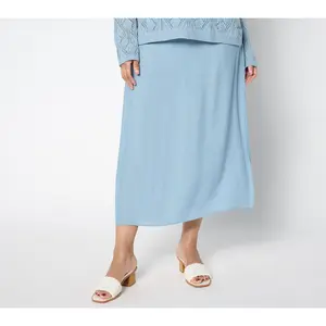 Peace Love World Petite Crinkle Satin Pull-On Skirt