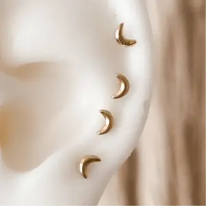10k Gold Moon Stud Earrings
