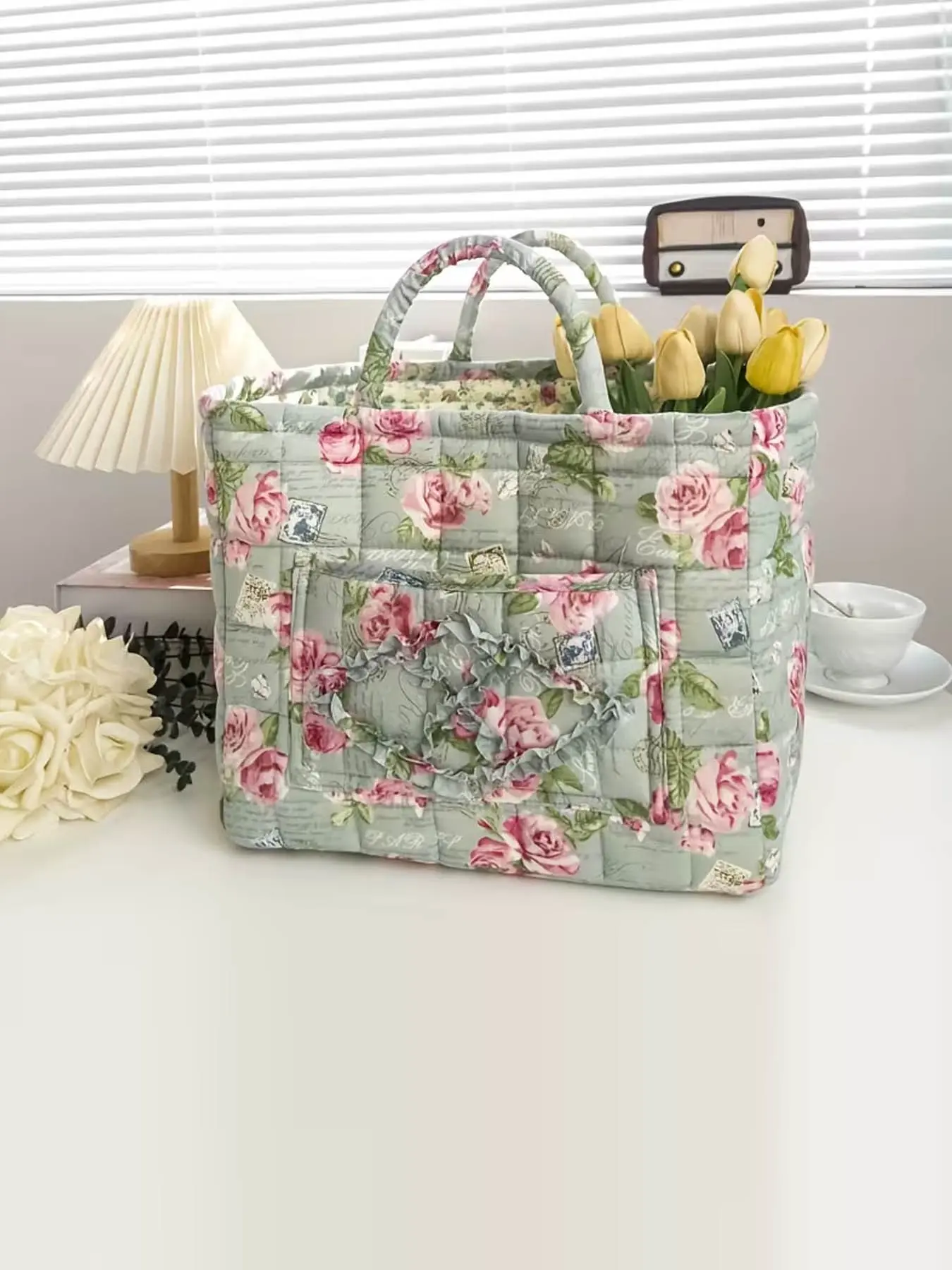 1pc Korean Style Contemporary Fabric Storage Basket | Portable Underwear Sundries Organizer, Floral Printed Home Decor | for Kitchen Bathroom Bedroom Dorm Office, Home Organization and Storage Solution, Shelf Baskets, Decorative Baskets