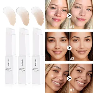 Lakerain Blanc Color-Changing Foundation Stick, Dual-Ended Matte Concealer, Base Makeup with Brush, Flawless Base Foundation, Waterproof&Sweatproof, Buildable Coverage(Medium/ Full) 5 Shades for All Skin Tones