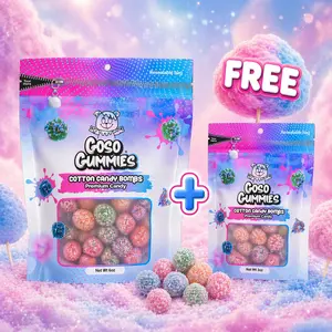 Goso Gummies Cotton Candy Gusher Bombs 6oz + FREE 3oz Bag | Gusher Bombs Candy Bundle | Sweet Chewy Cotton Candy Gummies | TikTok Viral Candy Deal