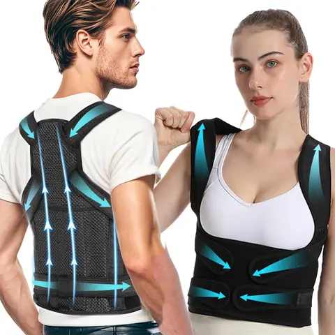 Back Brace Posture Corrector - Adjustable for Women & Men - Scoliosis & Hunchback Correction - Pain Relief Healthcare Support Black Tool Spine Align Accessories Waist Training Belt