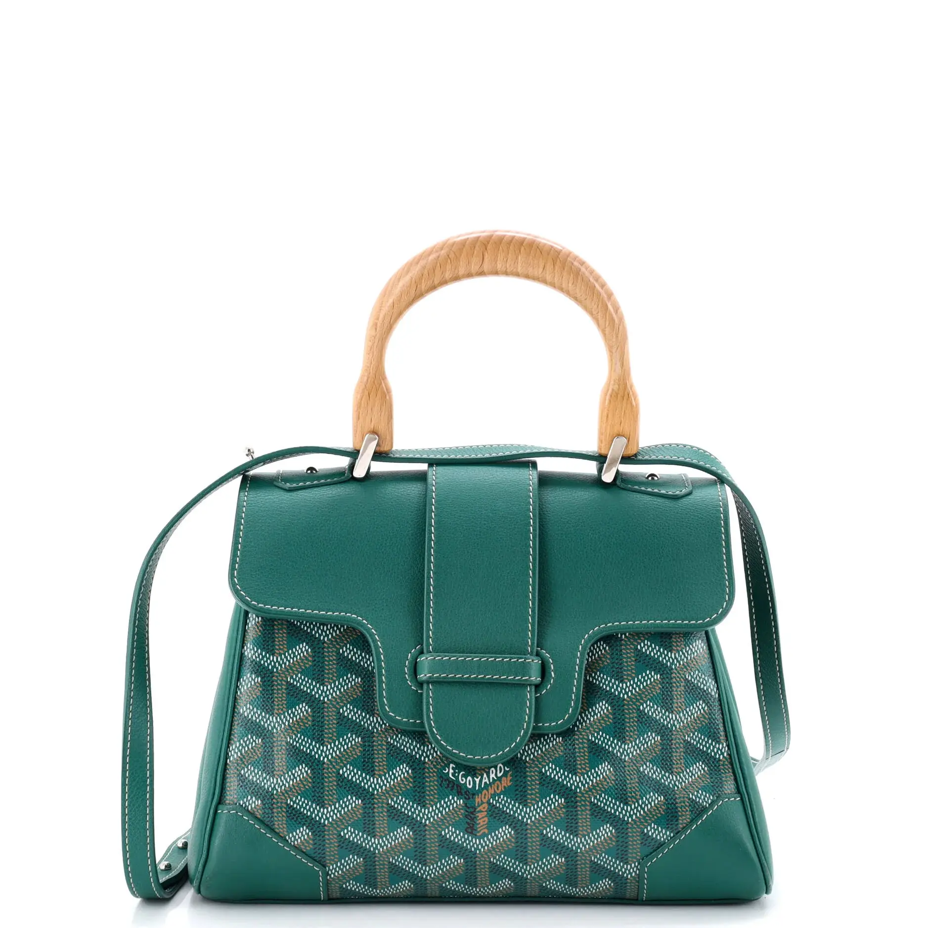 Pre-owned Goyard Canvas Coated Top Handle Bags Structured Saigon Top Handle Bag Coated Canvas with Leather Mini by Rebag