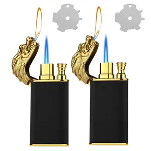 Cool Lighter, Creative Magic Double Flame Dragon Lighter, Novelty Jet Flame Torch Lighter, Refillable Butane Lighters for Mens Husband Gifts Outdoor Indoor(Without Butanes)