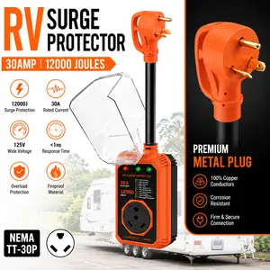 RV Surge Protector 30A/50A with USB Ports, 12000J/18000J Waterproof Power Protection Device, Smart Circuit Analyzer for RVs, Travel Trailers, and Motorhomes