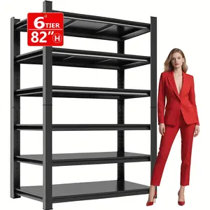 3000-Pound Heavy-Duty Industrial Garage Shelving Unit - 6-Tier Adjustable Metal Storage Rack Freestanding Shelving Ideal for Organizing Warehouses, Basements, Workshops, and Garages Practical Shelving Solution