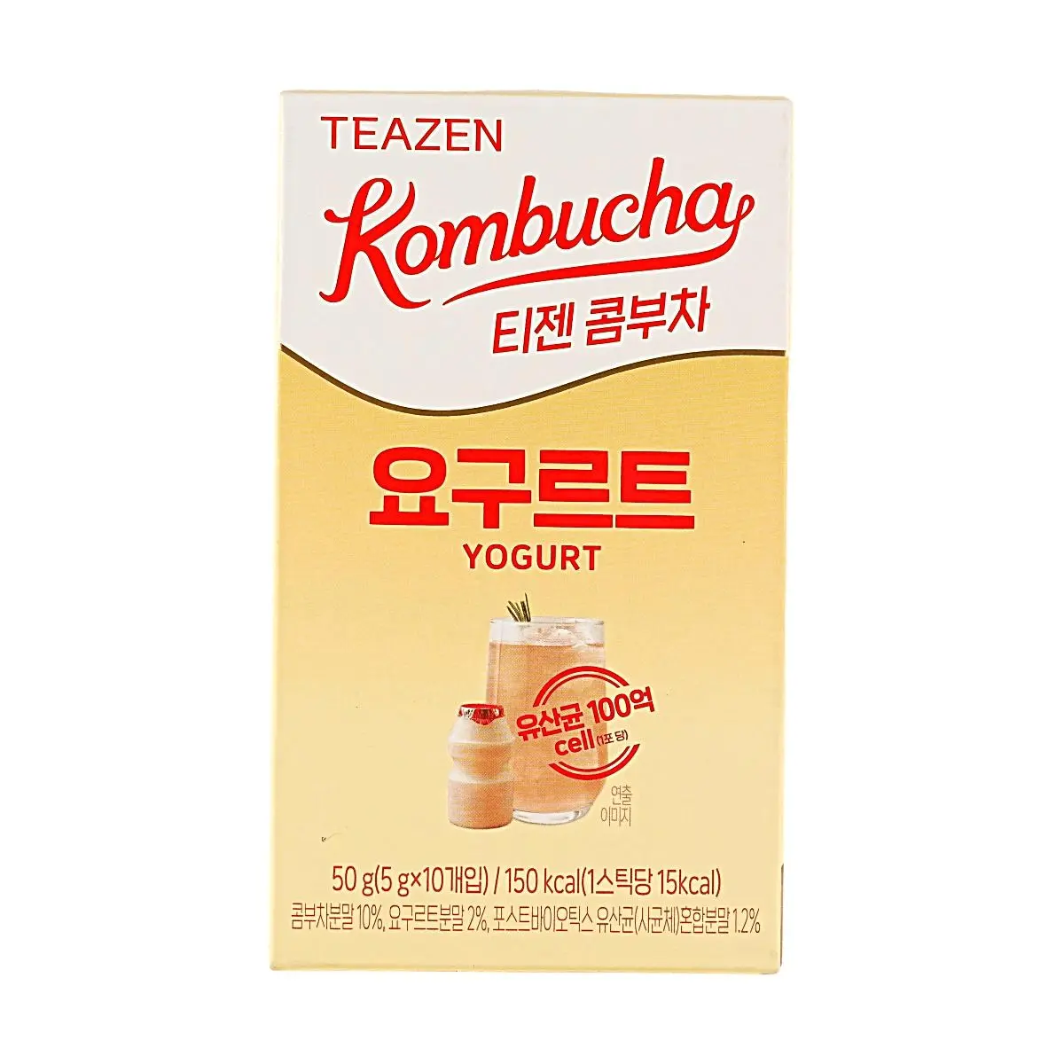 Teazen Korean Kombucha Drink Mix - Yogurt Flavor, 10 Sachets (50g) - TWICE Dahyun's Choice, Gut Health, Low Calorie, Digestive Aid, Refreshing