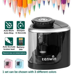 1PC Tenwin Electric Auto Pencil Sharpener Safe Student Helical Steel Blade Sharpener for Artists Kids Adults Colored Pencils Office School Supplies Office Stationery Supplies