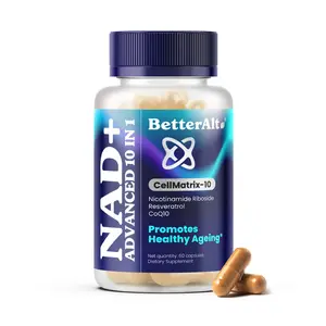 BetterAlt NAD+ Ashwagandha Capsules | with Resveratrol, CoQ10, NAD+ Precursors | Vitamin B3 |Supports Longevity & Cellular Energy | 1-Month Pack