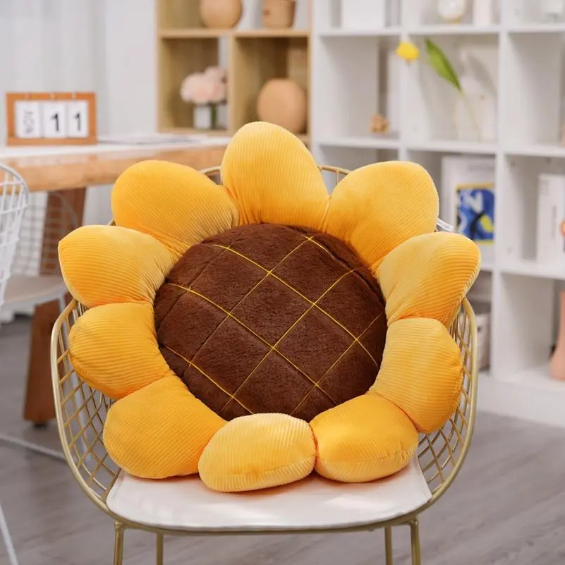 Sunflower Design Plush Pillow, Soft Stuffed Toy, Cute Plush for Kids and Adults, Comfortable Soft Plush for Home Decor, Home Decorative Cushion, Home Items, Sunflower Motif, Anime And Manga Appeal, Terylene Material, Fluffy Stuffed Cushion