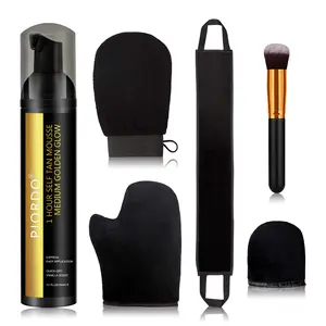 PJORDQ 6-Piece Self Tanning Mitt Applicator Kit with Tanning Mitt Exfoliating Glove Mini Face Glove Back Lotion Applicator & Large Brush Makeup Set