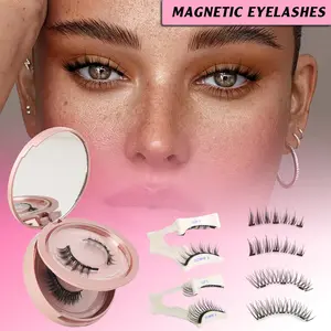 Reusable Magnetic False Eyelashes Set, 2 Pairs No Glue Needed, Includes Dedicated Applicator, Alcohol-Free Professional Eye Makeup Tool