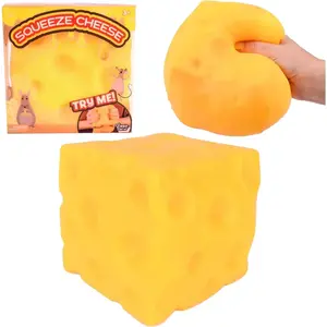 Jumbo Cheese Squashy Toy, Soft Novelty Squeeze Toy, Rebounding Sensory Toy Helps Relax & Focus, TPR Food Theme Cheese Cubes Stress Balls for Kids & Adults