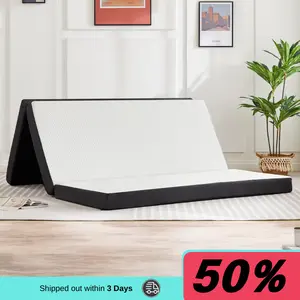 Folding Mattress Queen Size, Memory Foam 6 inch Tri Portable Trifold Mattress Topper Queen with Breathable & Washable Cover, Foldable Guest Bed for Camping Foldable Mattress, 4 Inch Memory Foam Guest Floor Mat, Tri Folding Portable Mattress for Toddlers a