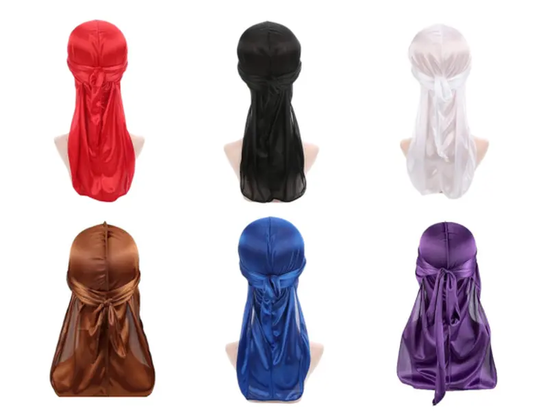 Premium Silky Satin Durag Set - 3 Pc Smooth Head Wrap for Men & Women - Elegant Versatile Design - Comfortable Durable Material - Complete Stylish Accessory - Purple Color