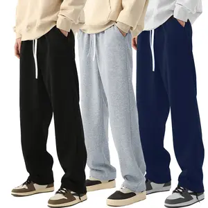 3-piece Set Suitable for All Seasons Men's Solid Color Drawstring Hanging Pants Gray Fashionable Casual Versatile Comfortable Loose Pants Street Style Men's Large Clothing Gray Fashionable Composite Soft Fabric Plain Pants Beige