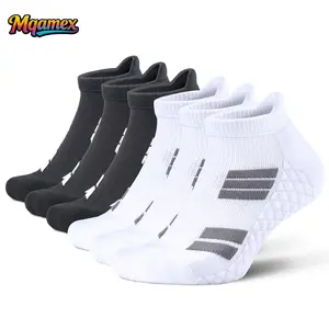 Mqamex Men's 6-Pair No-Show Athletic Running Socks - Terry-Sole, Sweat-Absorbent, Breathable, Thick for Cold-Weather Outdoor Training & Daily Wear Menswear Sports Day Stylish White Esports