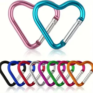 Heart-Shaped Alloy Spring Buckle Peach Color Hanging Decor, Multi-Functional Keychain Accessory, 5 Set, Ca Prop 65 Compliant, Hook Carabiner