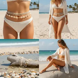 Mermaid Princess Shell Beaded Waist Chain, Beach Ocean Style Waist Chain with Starfish Body Chain, Fashion Summer Beach Jewelry