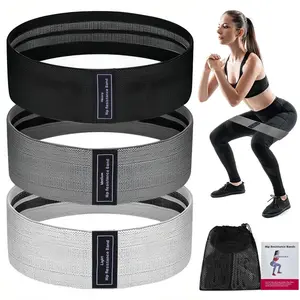 3-Pack Fabric Resistance Bands with 3 Resistance Levels for Legs & Glutes - Durable Exercise Loop Bands for Yoga, Pilates, Rehab, Strength Training & Home Workouts Compact and Easy to Carry