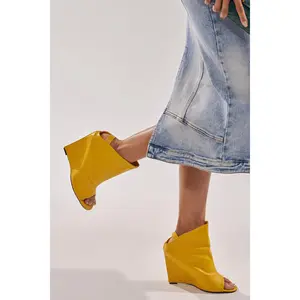 AZALEA WANG NOVIS YELLOW WEDGE BOOTIE