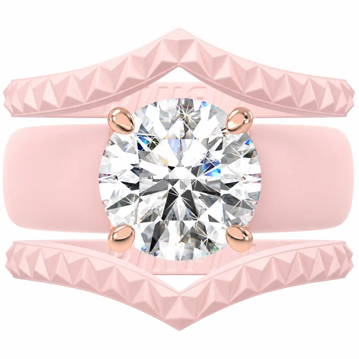 RINFIT GlowStone Collection Patented Flexible Multi Band Costume Jewelry Rings - 7mm Round Solitaire Lab-Created Cubic Zirconia CZ Sports Matching Silicone Band Set