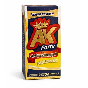AK Forte Ortiga y Omega3 Double Axion 400mg 100 Tablets Dietary Supplement Effective Formula Ethically Sourced Vitamins Eye Health Vitamins