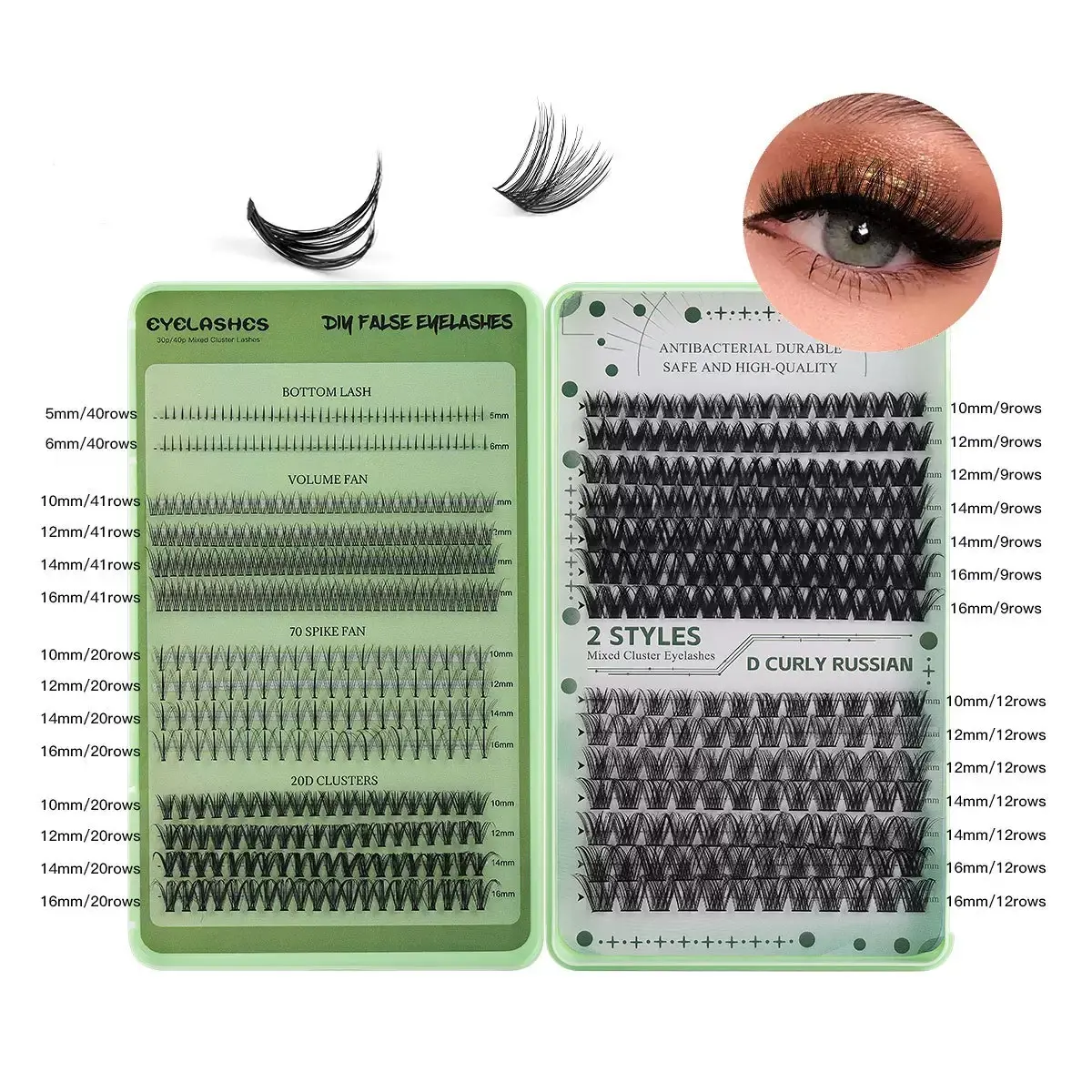 530PCS DIY Lash Extensions Kit, Upper & Bottom Cluster Lashes with Bond & Seal, Mixed Length Wispy Volume False Eyelashes for Beginners