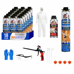Closed Cell Spray Foam Insulation Kit ,40 Spray Foam, High DensityPolyurethane Expanding Spray Foam for Walls and Attic, Easy DIY Wide Spray Foam Kit with Gun, Cleaner & Safety Gear