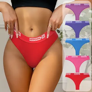 HOTCOM Comfortable Women's Thong Set 4/5/6 Pack Casual Style Moderate Fabric Thickness All Seasons Wear Plain Pattern Underwear