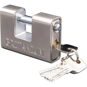Heavy Duty Armoured Padlock with Anti Drill Cylinder - Secure Lock for Storage Unit, Motorbike, Shed & Garage - Reusable, Weatherproof, High Security Lock - Silver Finish, Durable Construction door hinge adjustment tool