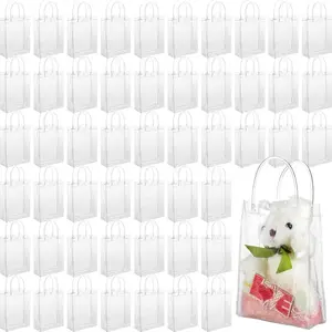[Summervibes] 50Pcs/Set Reusable Transparent PVC Gifts Bags with Handle,Party Favor Goodie Candy Bags for Wedding Birthday Anniversary Graduation Valentine'S Day Christmas Gifts,Hand Tools Kits