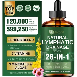 Migcopat 26-in-1 Liposomal Lymphatic Drainage Drops, Echinacea, Turmeric, Elderberry, Dandelion and Vitamins, Lymphatic, Immune Support, Liver Cleanse Detox & Repair, 2 fl oz
