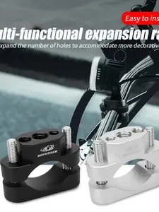 Multifunctional Motorcycle Handlebar Extension Stand, Silver Color/, Fits Motorcycles Tricycles Electric Bikes, Install Light Phone Holder, Motor Parts Accessories