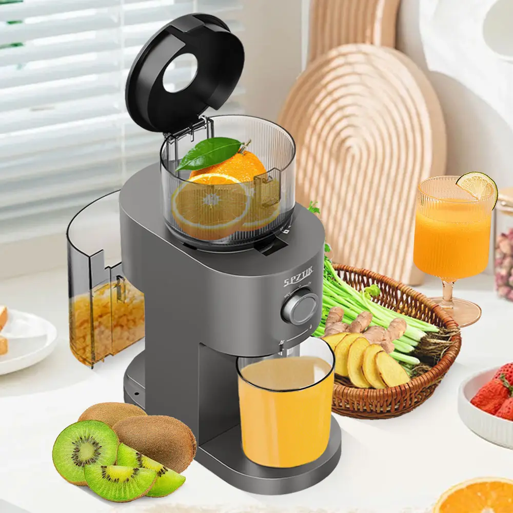 SPZTJK Juicer 5.5" Wide Chute Fits Whole Fruits! Pulp-Free Smooth Juice No Clogs (Celery/Ginger) 3s Setup Easy Clean! 22 lb Carrot Test Heavy-Duty M