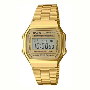 Casio A168WG-9W Vintage Digital Watch Water Resist Gold ElectroLuminescence Alarm Chrono Illuminator
