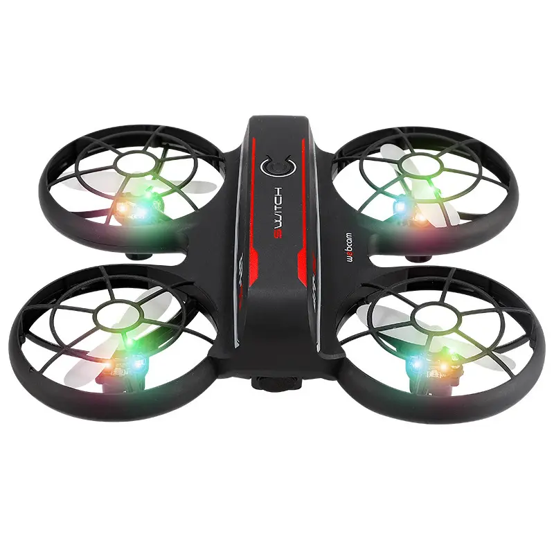 Rainbow Rechargeable LED Night Light Drone with Blades, Remote Control, Hand-Controlled Children's Glowing Toy Drone, Led Hand-Controlled Drones
