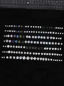 81 Pairs Unisex Ear Studs, Post Earrings, Elegant Geometric Heart Square Artificial Zircon Earrings, Daily Wear, Party, Wedding Gift