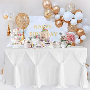 6FT Rectangle Polyester Tulle Table Skirt - Elegant Tutu Table Cover for Weddings, Gender Reveal (Home, Festive & Party Supplies)