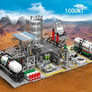 3 in 1 Natural Gas Storage Center Laboratory Transportation Station, Creative Blocks Building Toy, Puzzle Toy, Holiday Gift, Building Blocks Set, Building Block Model